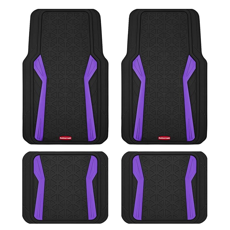 Conjunto de Tapetes Automotivos Rubbermaid em Borracha com Insertos de Alumínio, Ajuste por Recorte, Antiderrapante, Roxo
