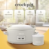 Vista 3 de Crock-Pot Olla de cocción lenta Cook and Carry de 7 cuartos con control táctil, 4 configuraciones preprogramadas, recipiente de cerámica extraíble