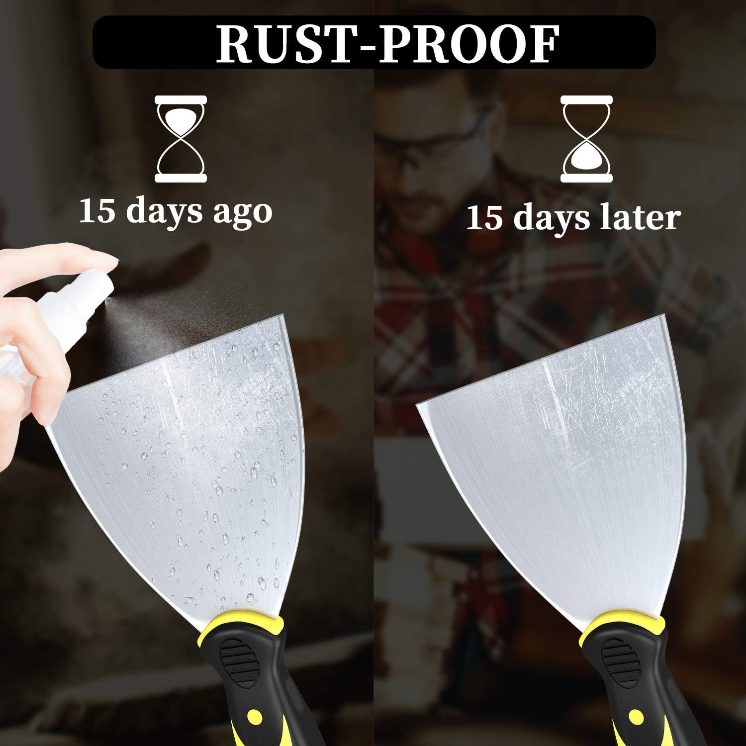 Putty Knife 4 Inch Spackle Knife, Metal Scraper, Putty Knife Scraper for Drywall, Putty, Decals, Wallpaper, Baking, Spackling, Patching and Painting