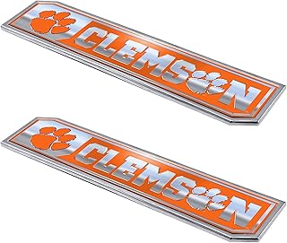 FANMATS 60829 Clemson Tigers 2 Piece Heavy Duty Aluminum Embossed Truck Emblem Set, 1.75â€ x 8.25â€