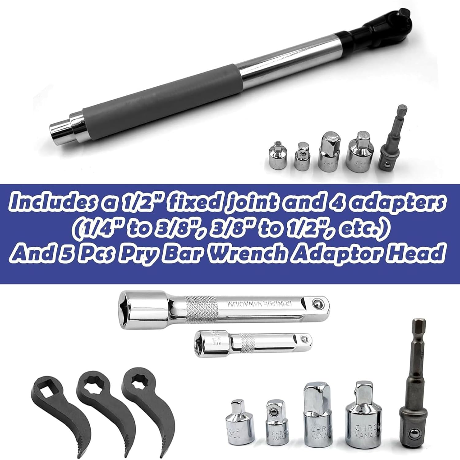 1 / 2inch Offset Extension Wrench Impacts for Electric Drills in Tight Space with Socket Adapters and Drill Bit Offset Extension Wrench Impacts