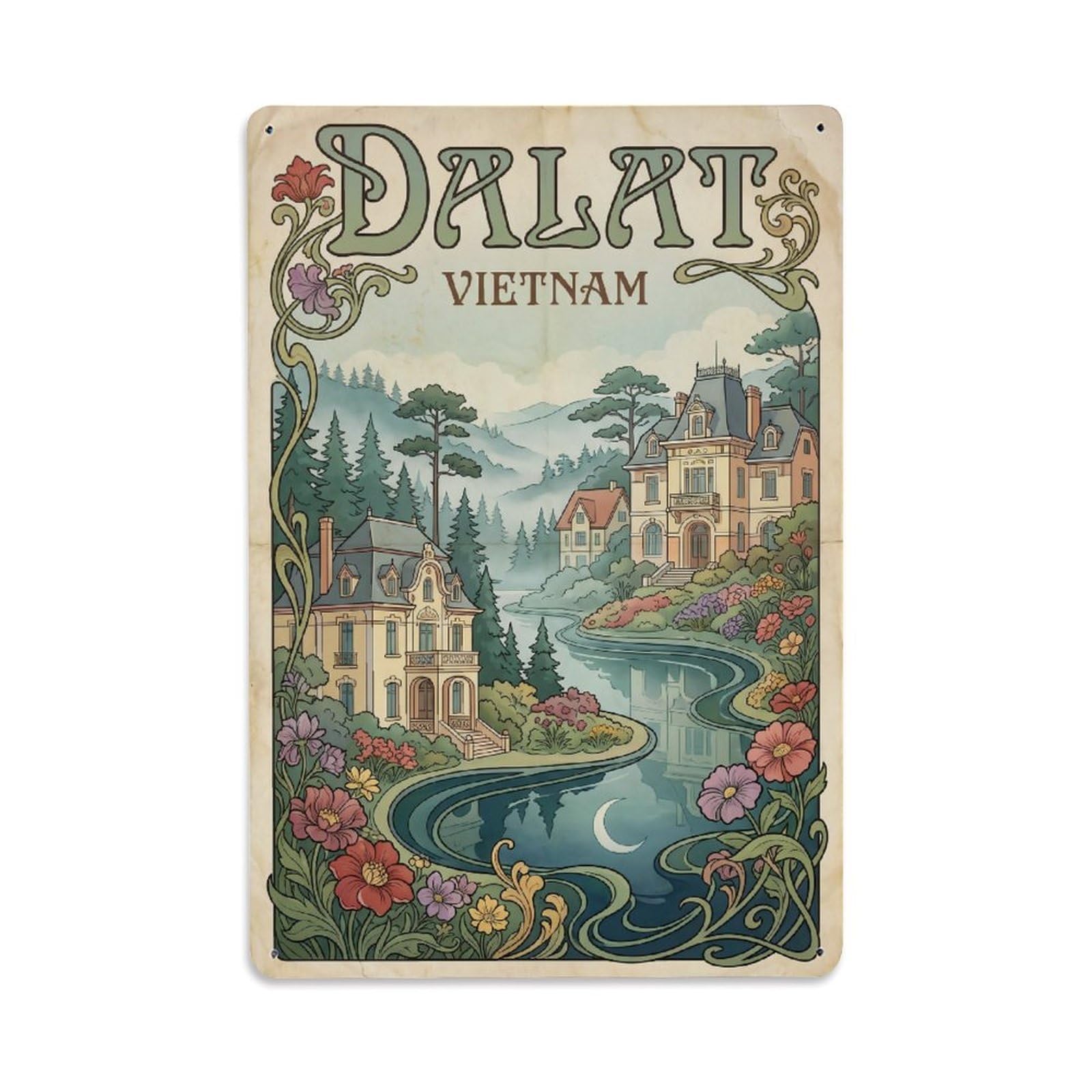 Metal Tin Sign Vietnam Dalat Retro Travel