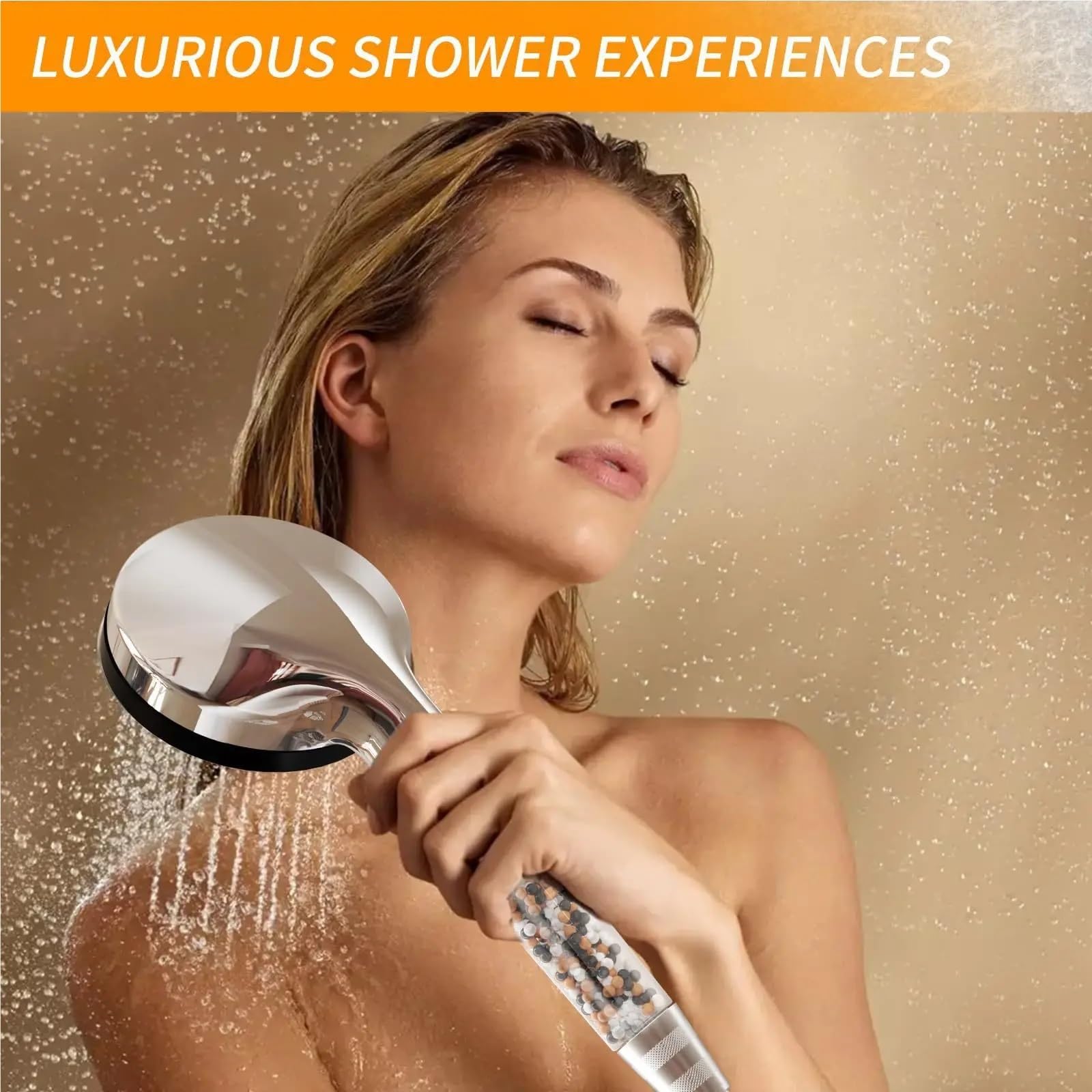 Alcachofa de ducha Bathroom Handheld 5-speed Adjustment Filter Booster Shower Head Hard Water Softening Set(Silver)