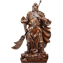 Aris & Juno Guan Yu Statue, Resin Martial God of Wealth Figurine for Home Decor, Office Desk Ornament, Business Opening Gift M