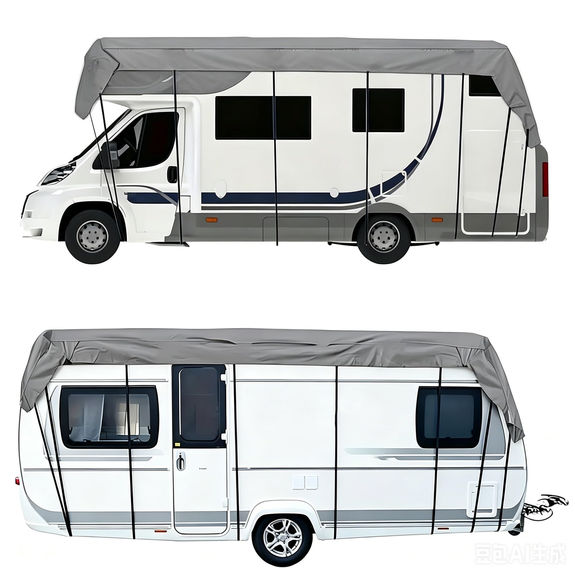 Telo Universale 210D Per Caravan Universale, Telo Copri Coperture Antigrandine Per Camper, Autocaravan, Van, Furgone(Gray,1300x300cm/42.7x9.8ft)
