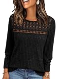 Womens Lace Long Sleeve Shirt Fall Top Fashion Dreesy Casual Tunic Sweaters Mesh Clothes Trendy Work Cute Outfits