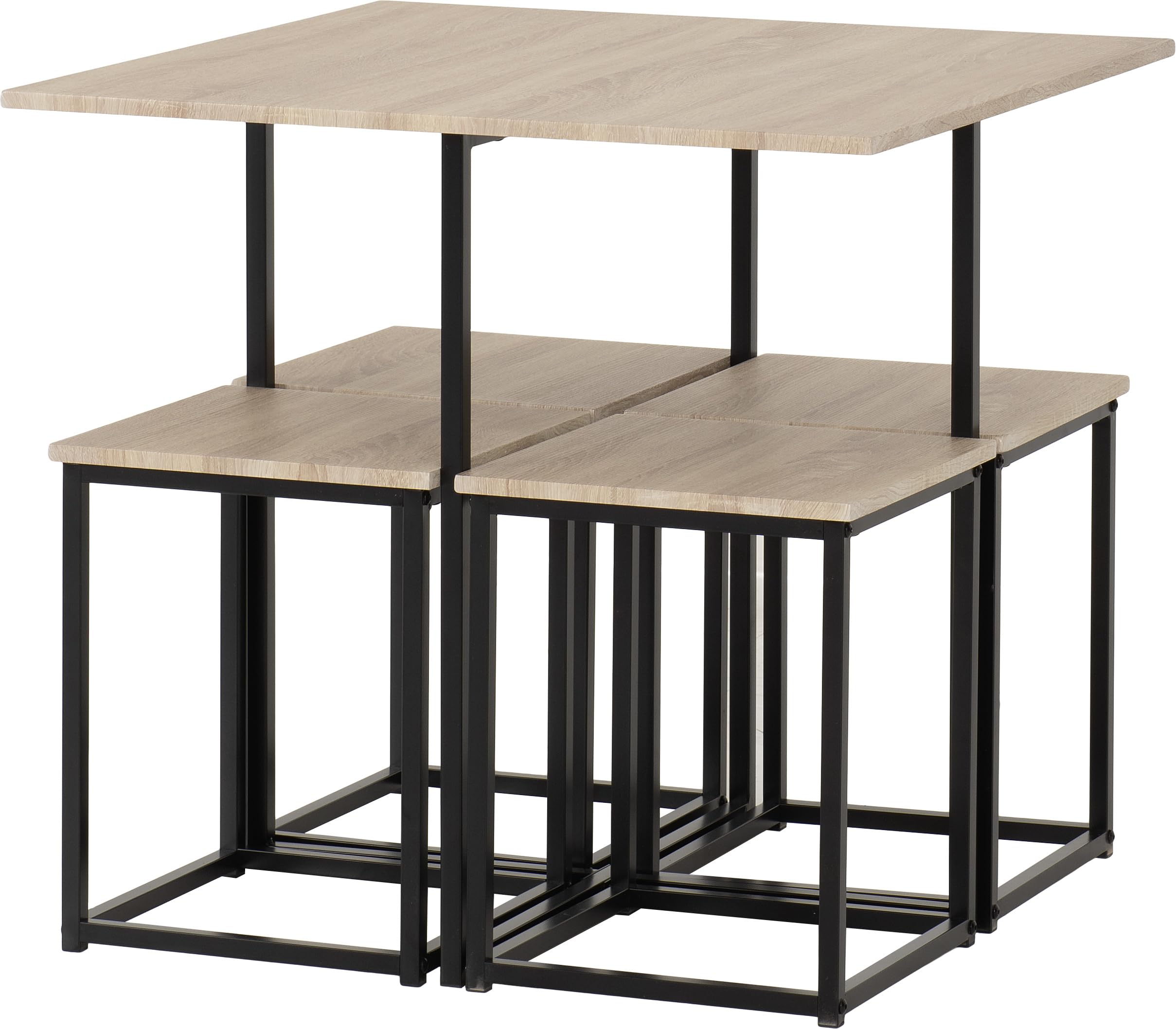 Seconique Kent Stowaway Sonoma Oak and Black Dining Table and 4 Stools