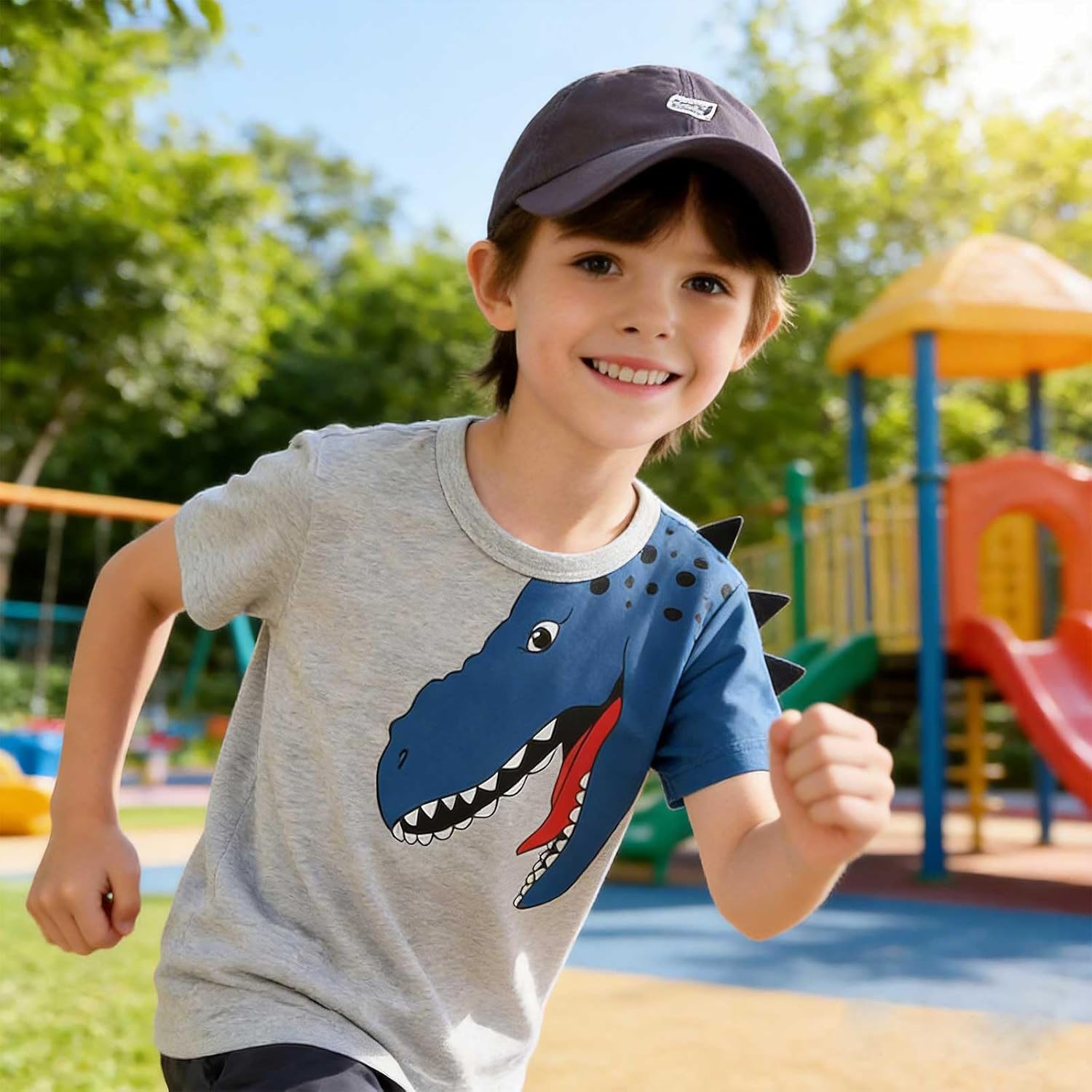 Toddler Boys Dinosaur Shark T-Shirts Short Sleeve Car Excavator Graphic Tees