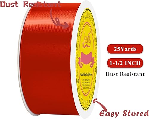 Miniatura 1043 de Cinta de satén verde esmeralda de doble cara de 1-1/2 pulgadas x 50 yardas, cinta de poliéster verde esmeralda para envolver regalos, muy adecuada