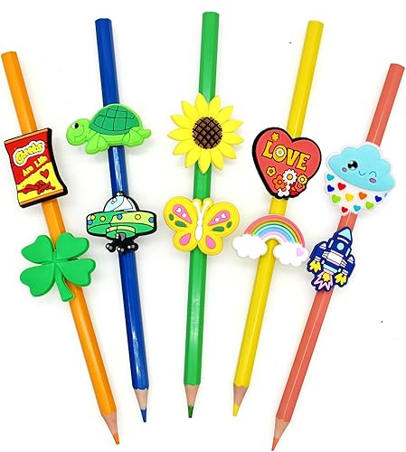 Miniatura 8 de 304560100200 piezas al azar diferentes decoraciones de lápiz de PVC lindo lápiz toppes negro clip clip accesorios de decoración para estudiantes