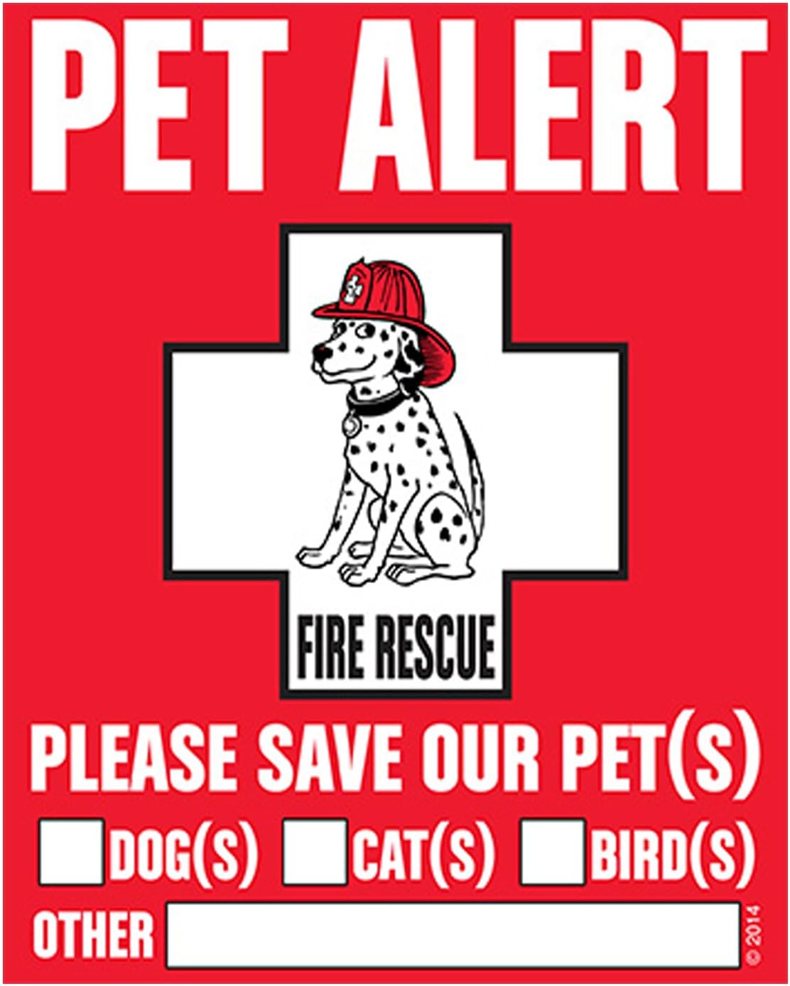 Pet Safety Alert Large 2 Count Static Cling Window Decal for Pets