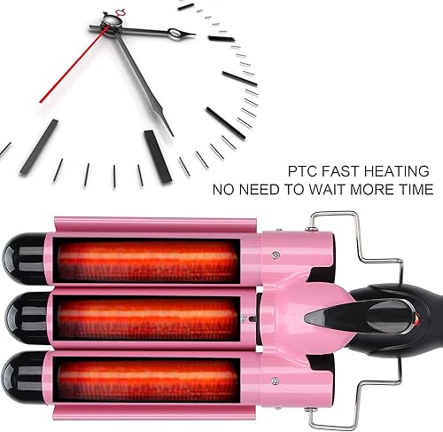 Miniatura 7 de Engarzadora de pelo, pinzas para rizar el cabello, rizador de pelo de 3 barriles, clase, de calentamiento rápido, rizador de pelo eléctrico, para