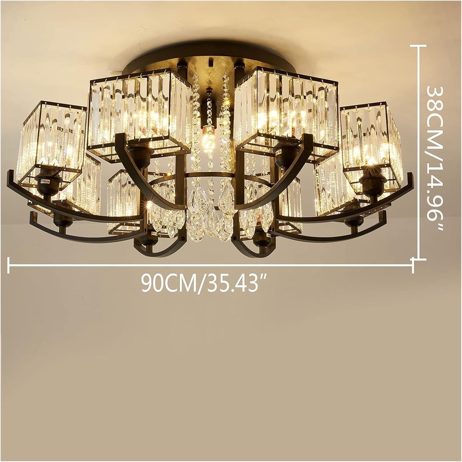 Fashion Chandelier Chandelier LED Vintage Industrial Crystal Ceiling Lamp Clear Crystal Drum Prism Shade Pendant Light Living Room Bedroom Restaurant Chandelier
