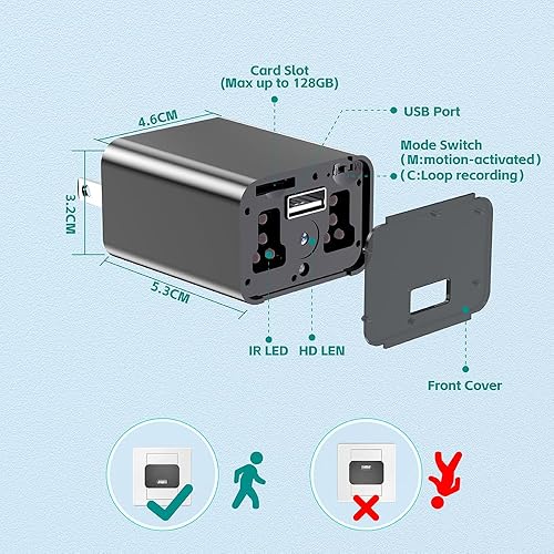 Miniatura 5 de 64 GB Mini cámara para mascotas HD 1080 P Nanny Cam con detección de movimiento de visión nocturna