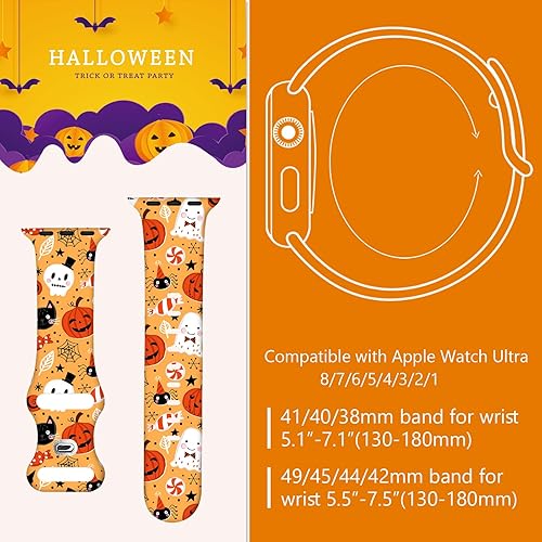 Miniatura 7 de Correa de reloj de Navidad para Halloween compatible con Apple Watch Band de 1.496 in, 1.575 in, 1.614 in, 1.654 in, 1.732 in, 1.772 in, iWatch