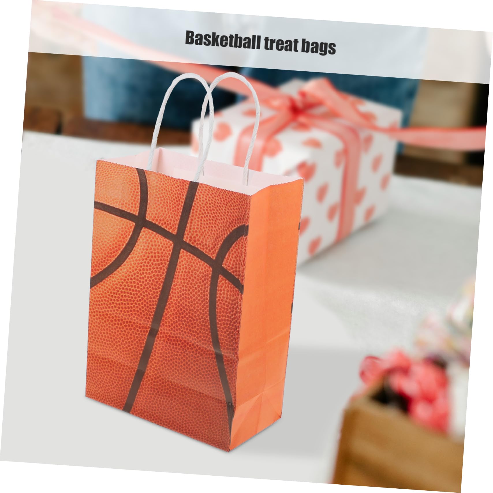Ipetboom 24 Bolsas de Papel Kraft con Asas Naranjas para Obsequio de Cumpleaños Infantiles, Portátiles y Versátiles Ocasión Deportiva