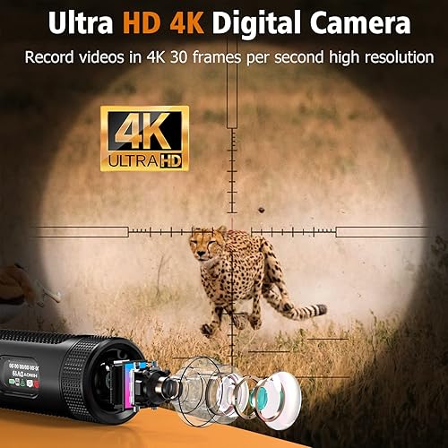 Miniatura 4 de Kit profesional de cámara de acción de caza de video H4K, videocámara WiFi real 4K, grabación de 10H, cámara impermeable de 30M, 3 soportes de 64 GB