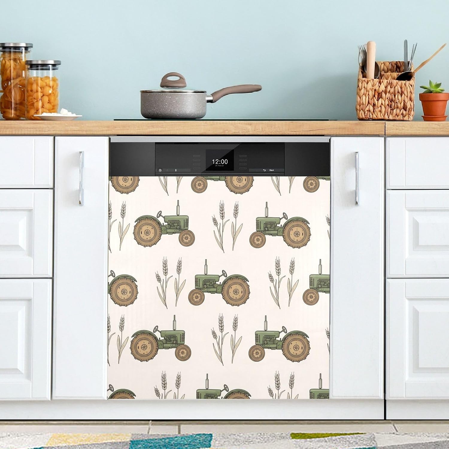 QUGRL Ocean Fish Blue Background Dishwasher Magnet Cover Front Door Decorative Refrigerator Covers Magnetic Sheet Sticker Wash Machine Fridge Panel Decal for Kitchen Appliance 23x26 in