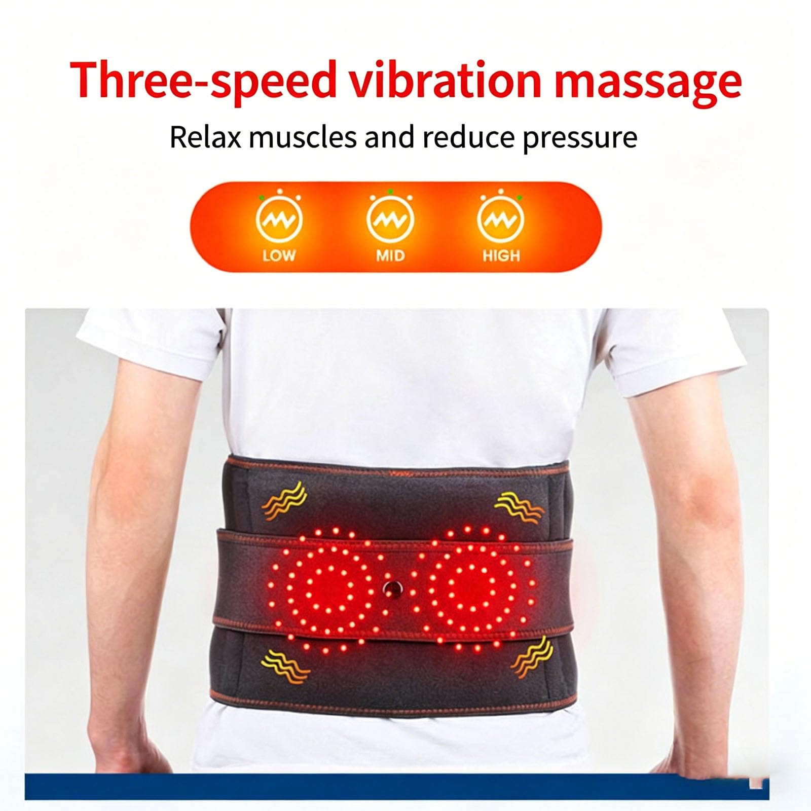 Cinturón de Masaje Lumbar con Calor,Cinturón Eléctrico Sin Cables para La Espalda con 3 Modos de Calefacción Rápida y Masaje, para Aliviar el Dolor de Espalda, Ciática