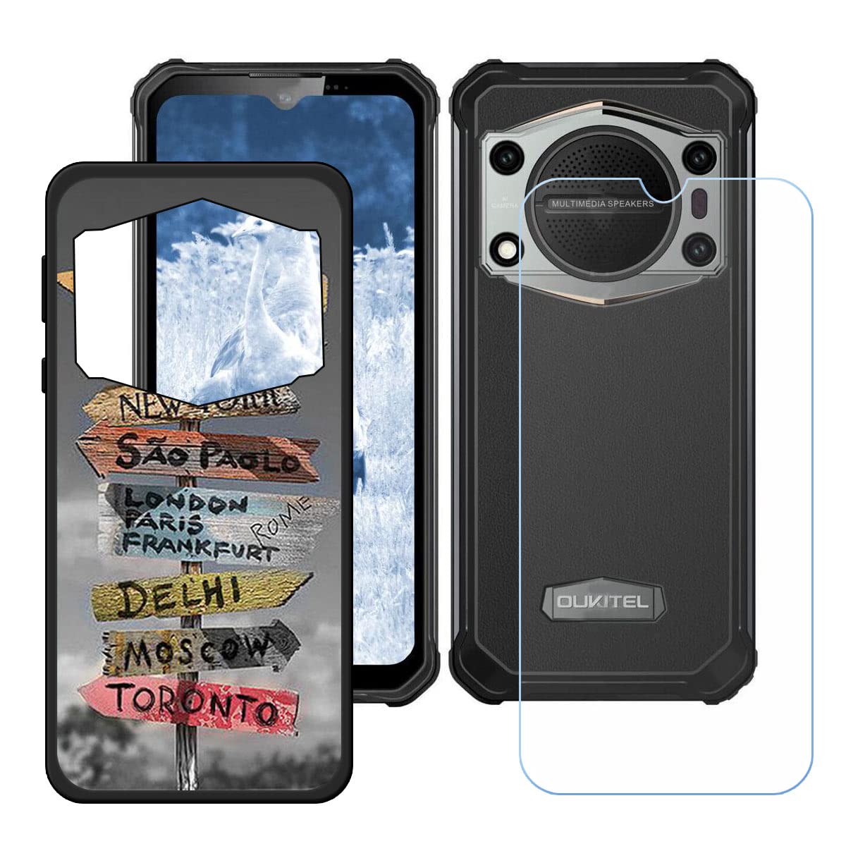 WXPPJ Cover per Oukitel WP22 Custodia + [1 Pezzi] Pellicola Vetro Temperato, Nero Anti-Caduta Bumper Morbido Silicone TPU Protezione Case per Oukitel WP22 (6.58) - XT16
