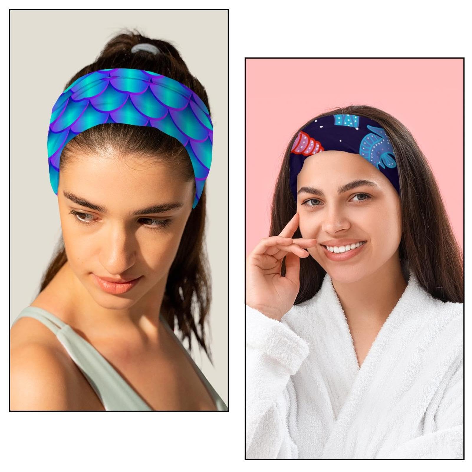 Lot de 6 bandeaux larges pour femme, motif chat céleste, turban doux, antidérapant, élastique pour la sueur, le yoga, l'entraînement