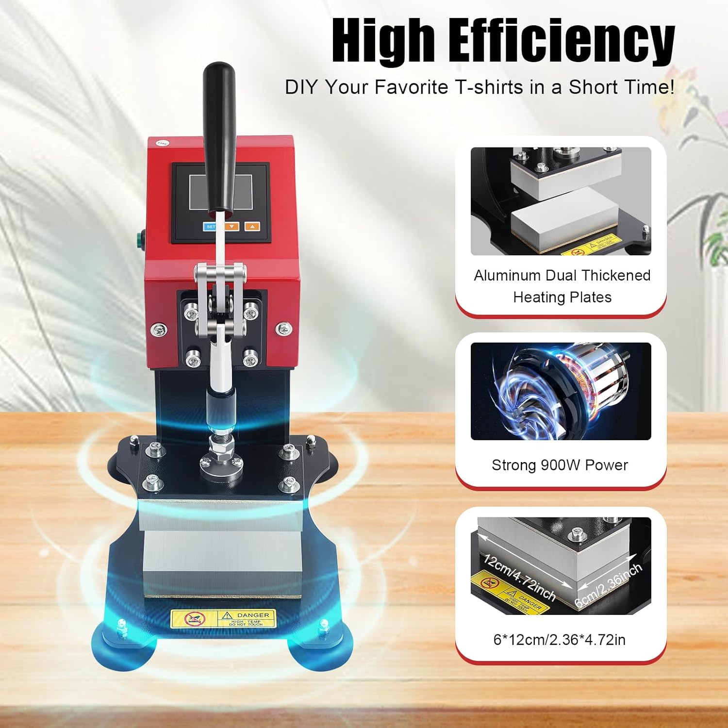 Heat Press Machine, Mini Manual Heat Presser Portable Double Heat Press Machine 2.4 * 4.7in Heated Plates 900W LCD Controller Transfer Sublimation Print