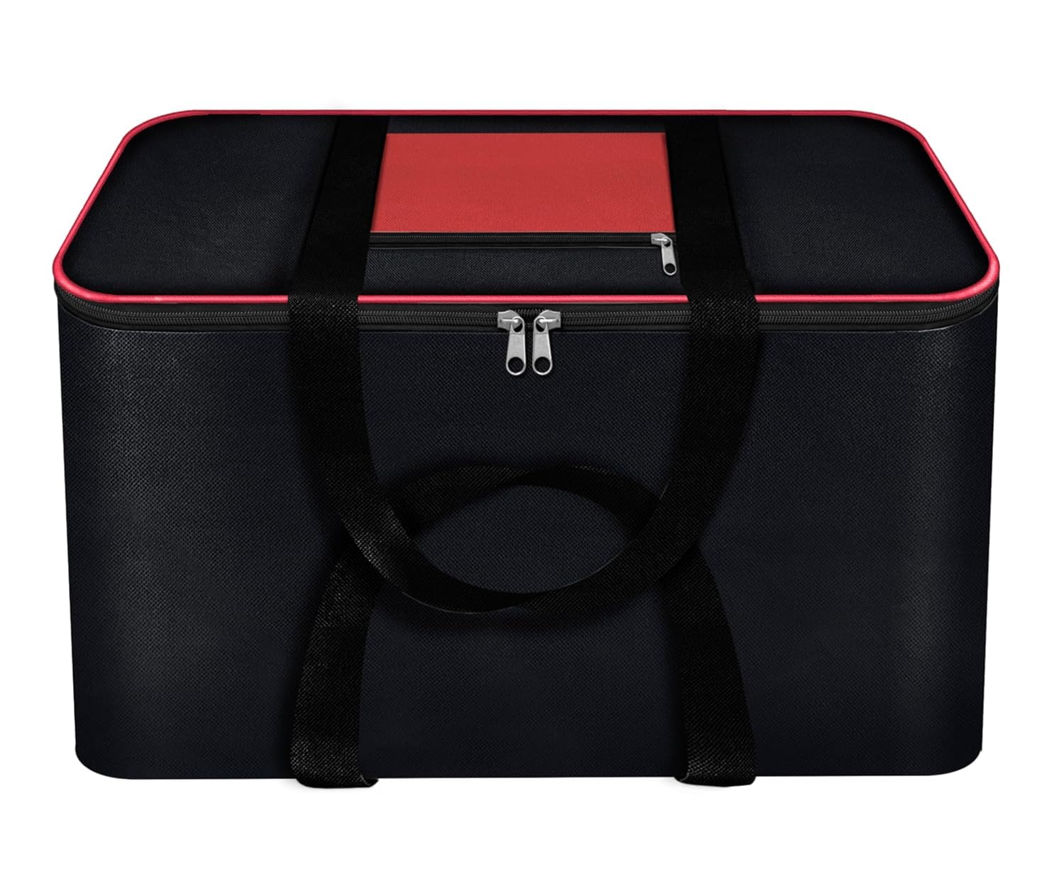 Nylon Big Underbed Storage Bag Moisture Proof Cloth Organiser with Zippered Closure and Handle(BlackRed, 54x46x28cm) Rectangular (Black & Red, Set 1)-image-30