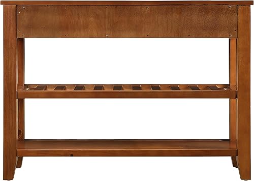 Miniatura 5 de Knocbel Mesa consola de entrada con 2 cajones de almacenamiento y 2 estantes inferiores, vestíbulo de entrada detrás del sofá, fácil montaje (marrón)