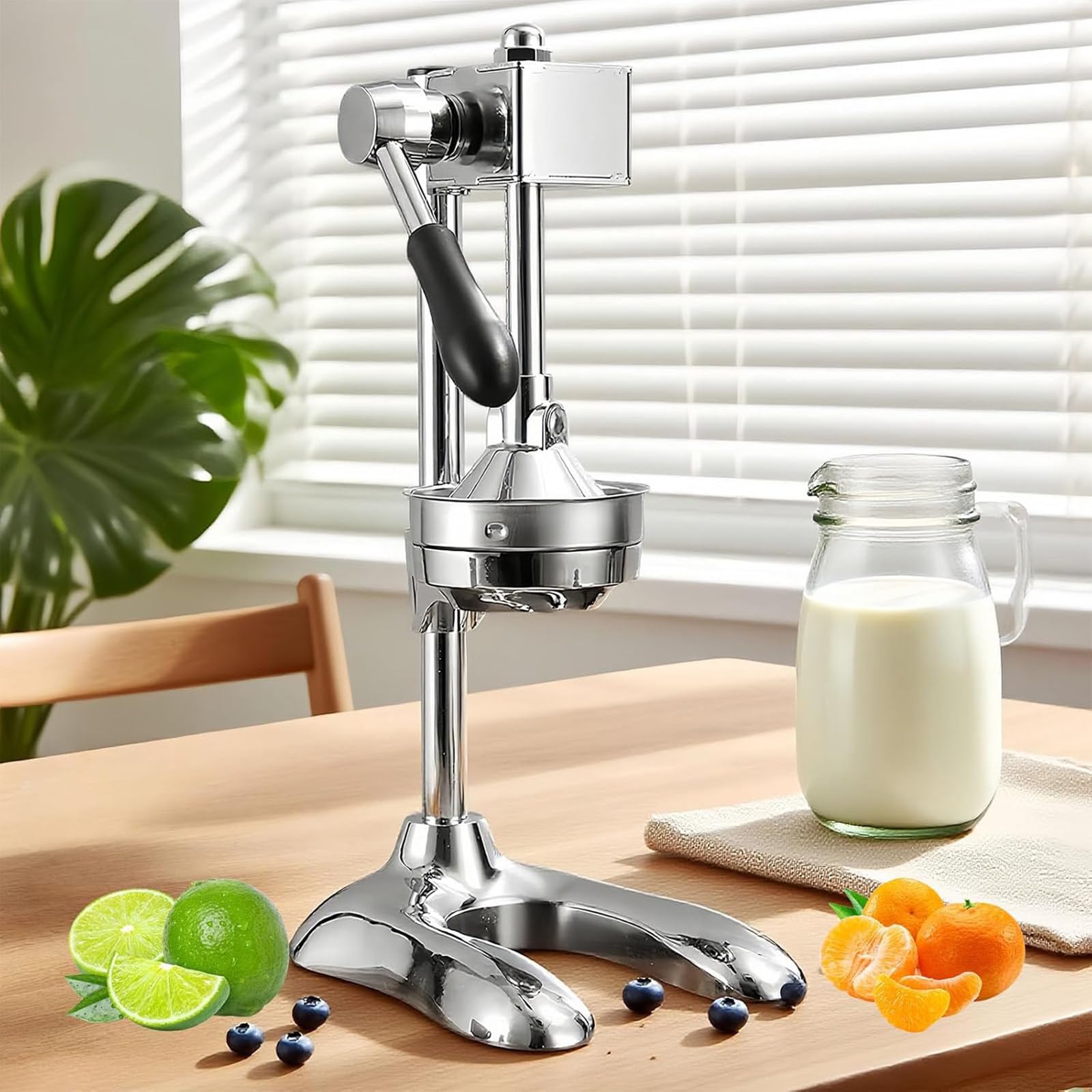 WIANQIAN Fruit Press Citrus Juicer, Hand Press Citrus Juicer Extractor, Professional Manual Lemon Squeezer, Easy To Use, No Peeling, Nutrient Retaining, For Commercial Home Restaurant Use Silver