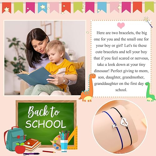 Miniatura 5 de UNGENT THEM Back to School Bracelet Mother Son Dinosaur Bracelets for Mom and Son First Day of School Gifts for Mother Dad Son Boys Daughter Girls