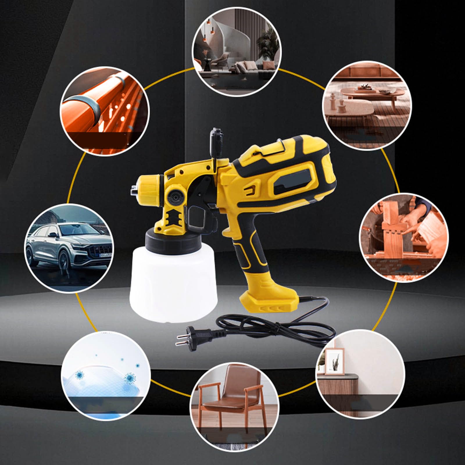 650W Cordless Elettrico Spruzzatore HVLP Vernice Spruzzatore Auto Mobili Rivestimento in Acciaio Aerografi 1400 mL Capacità Vernice per Casa Pittura