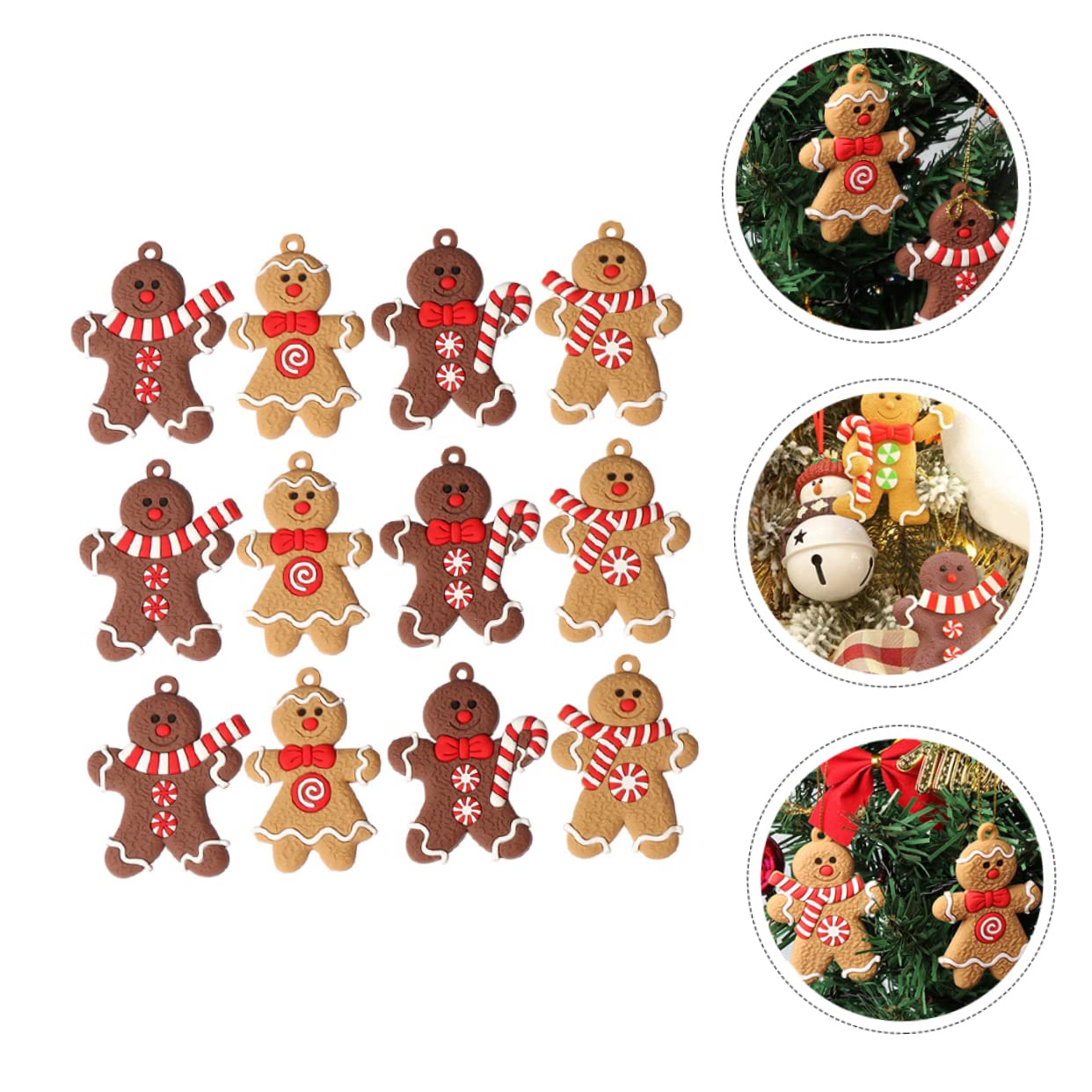 24piezas Adorables Adornos De Jengibre para Colgar El Árbol De Navidad Decoraciones De PVC para Árbol De Navidad para Decorar Fiestas y Celebraciones Navideñas