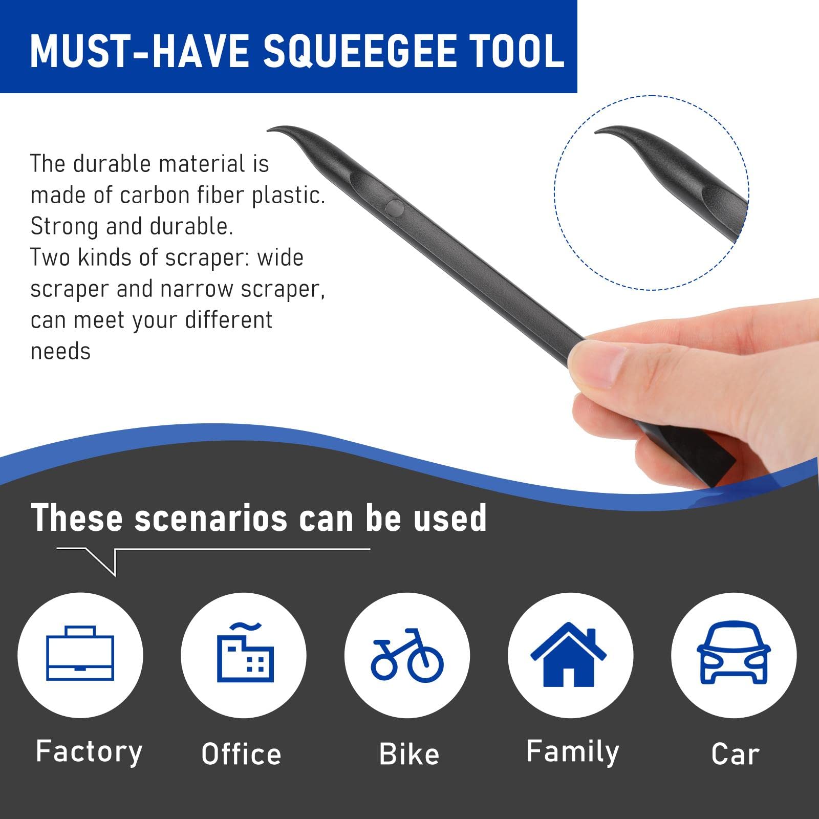 Moicstiy 18-Pack Plastic Scrapers – Non-Scratch Carbon Fiber Tools For Labels, Paint & Tight Spots (Blue)
