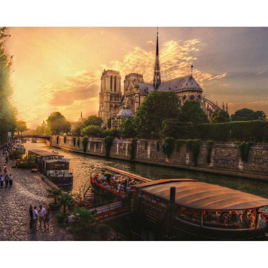 Pyramid International Men's Green/Yellow Cathedrale Notre-Dame De Paris Canvas Print (50Cm X 40Cm) ()