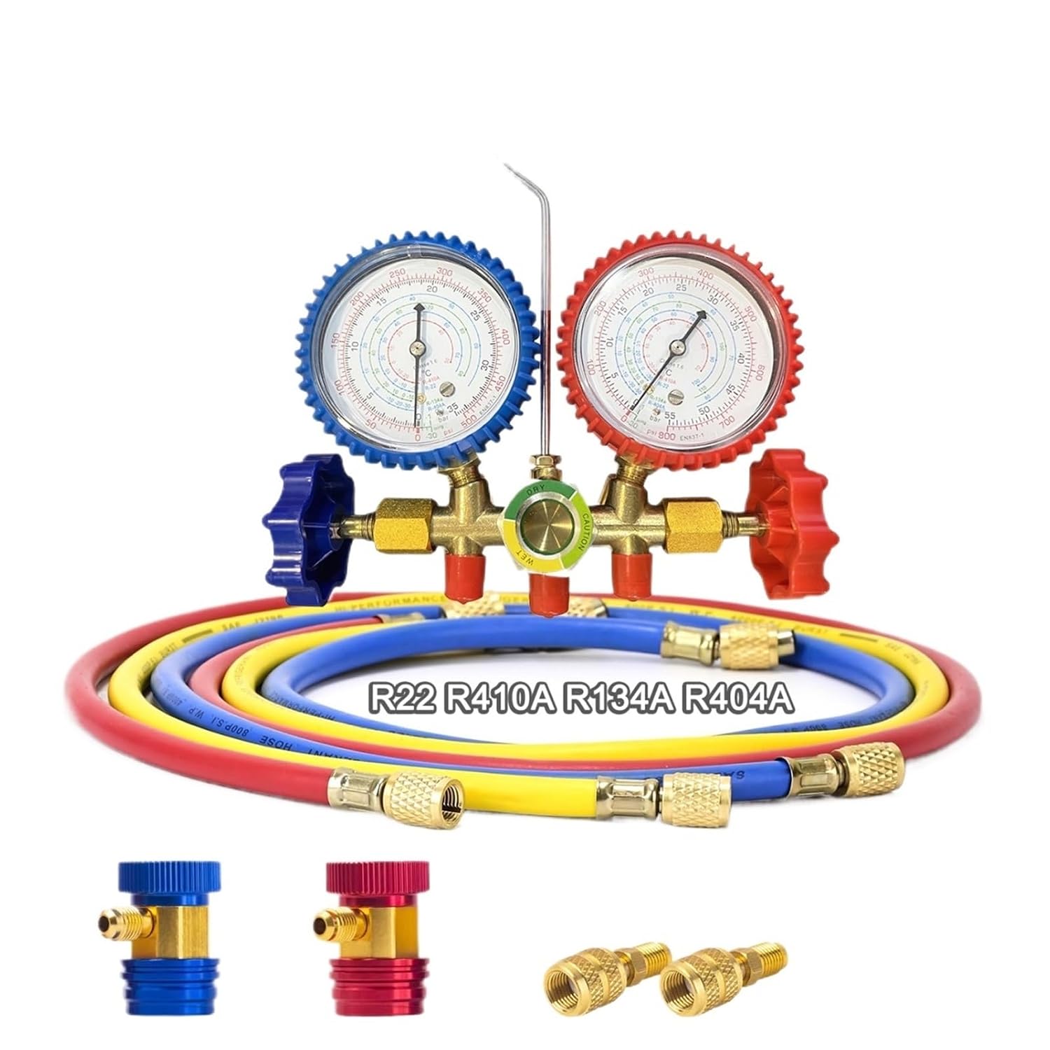 1pcs Refrigerant Manifold Gauge Set Diagnostic Air Conditioning Tool Hook Hose for R410A R22 R404A R134A Refrigerant Charging(Set A)