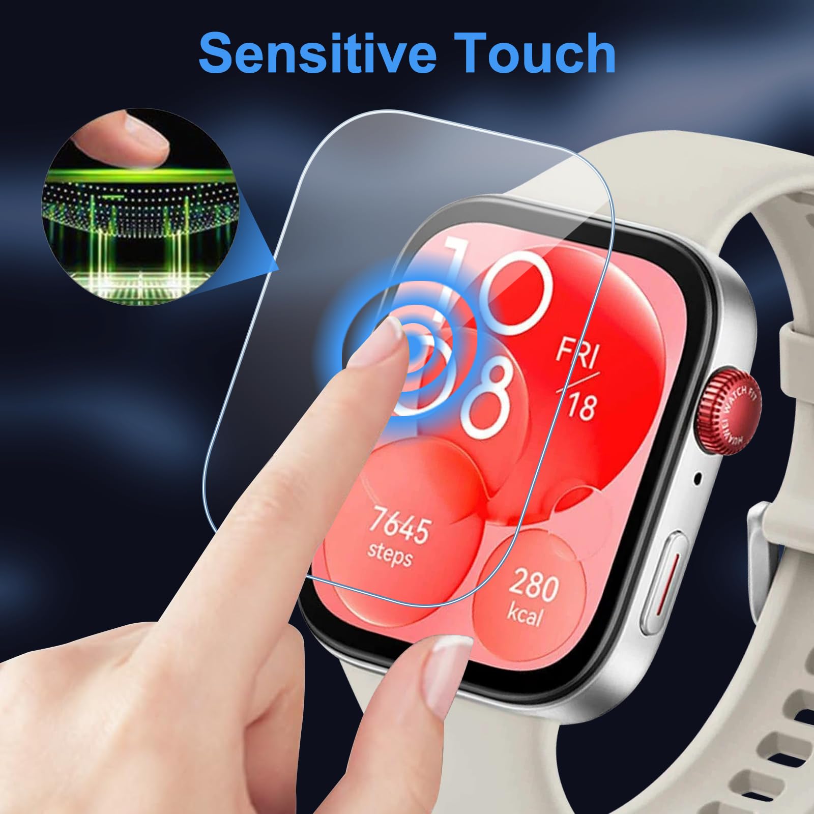 Protector de Pantalla para Huawei Watch Fit 3, Película de TPU Suave HD Transparente, 4 Pack