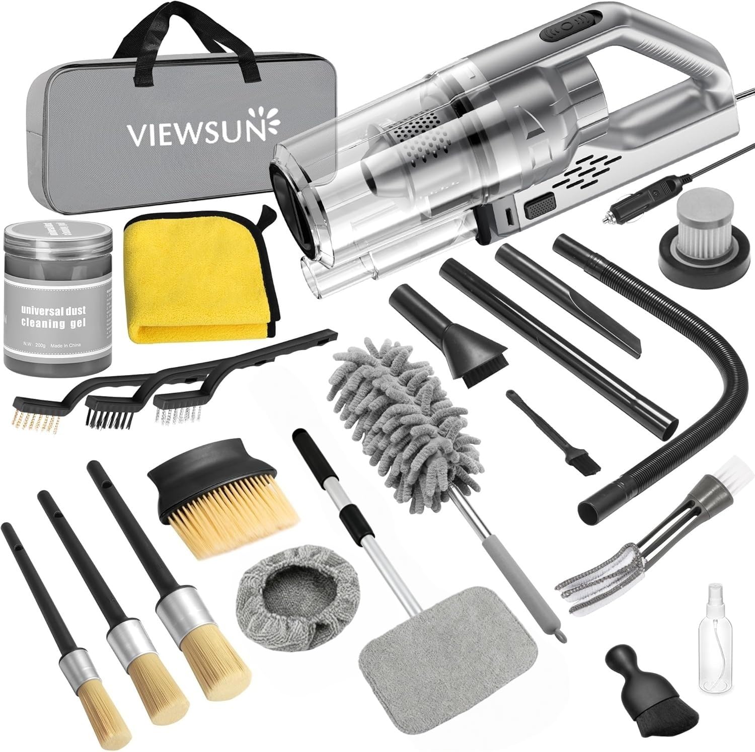 Photo 1 of Viewsun Car Cleaning Kit, 17-Piece Detailing Set with Handheld Vacuum