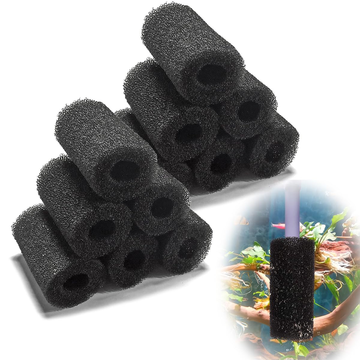 NALACAL 12PCS Pre-Filter Foam Sponge Roll Aquarium Filter Intake Cover for Fish Tank, Sponge for Aquarium Fish Tank