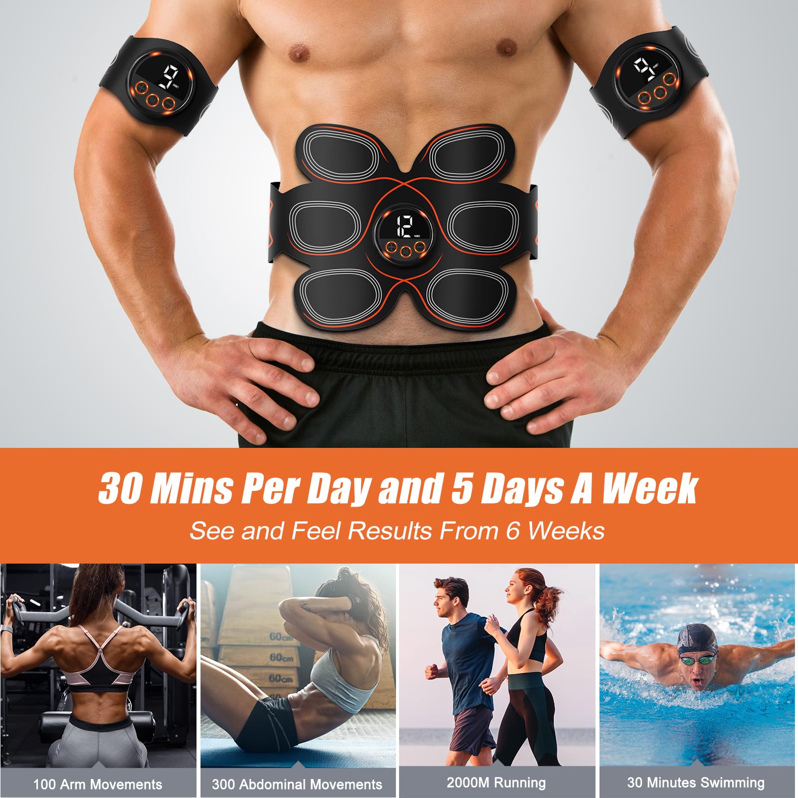 BLASET ABS Muscle Stimulator, Ab Toning Trainer Fitness Belt, Workout Equipment for Abdomen, Arms and Thighs