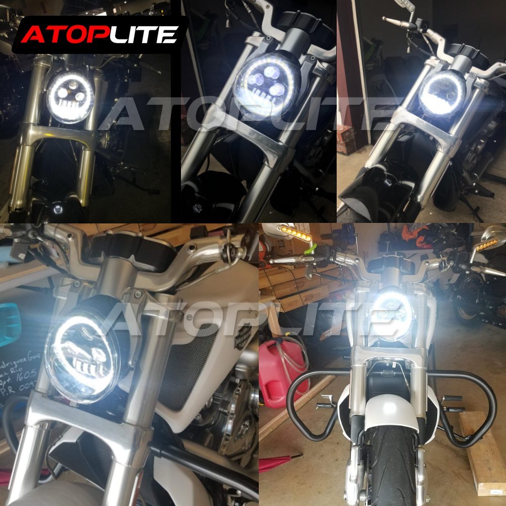For Harley Vrod Black Headlight Lamp For Harley V Rod VROD VRSCA VRSC Headlight VRSC/V-ROD Motorcycle Vrod Led Halo Ring DRL - 201355758 - View #6