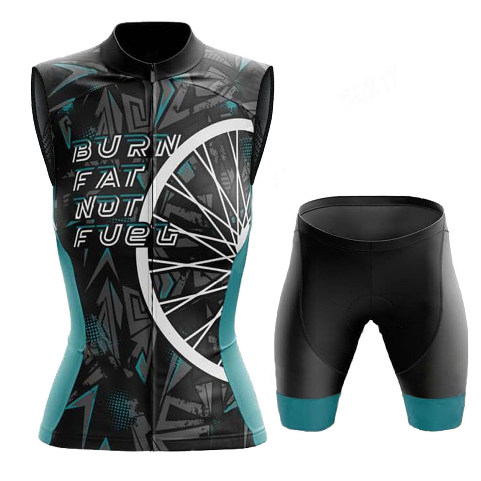 Completo Ciclismo Donna Abbigliamento Bici MTB Estivo,Maglia Ciclista Maglietta da Ciclo Senza Maniche Gilet e Pantaloncini Shorts con 19D Gel Imbottiti,Tuta Bicicletta Sleeveless Asciugatura Rapida