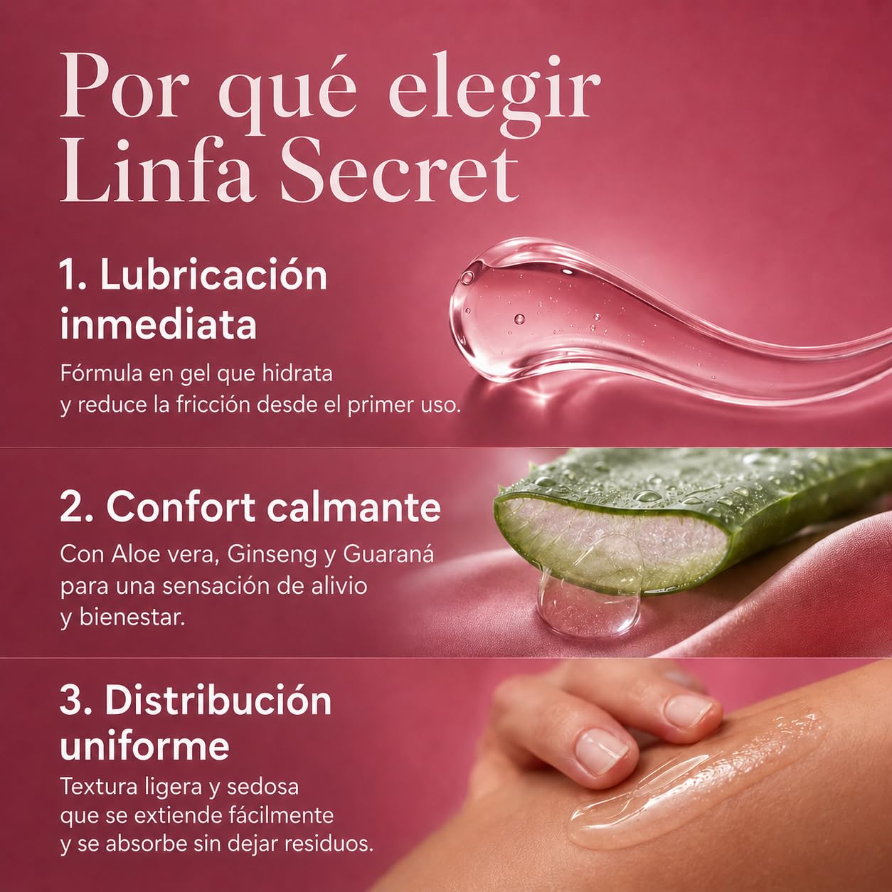 Linfa Cosmetics Secret Intimate - Gel estimulante y lubricante con aloe vera, arginina y bisabolol, gel hidratante para comodidad y bienestar íntimos, 50 ml
