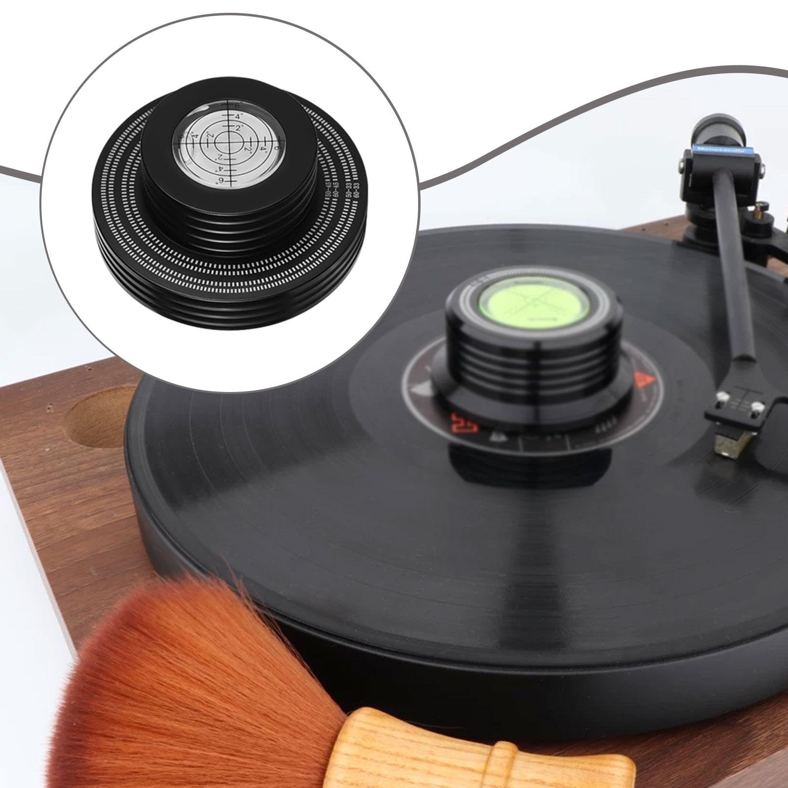 predolo Stabilizzatore di Peso per Dischi in Vinile, stabilizzatore per, Resistente, Robusto, ad Alte Prestazioni con a Bolla in Alluminio, Nero