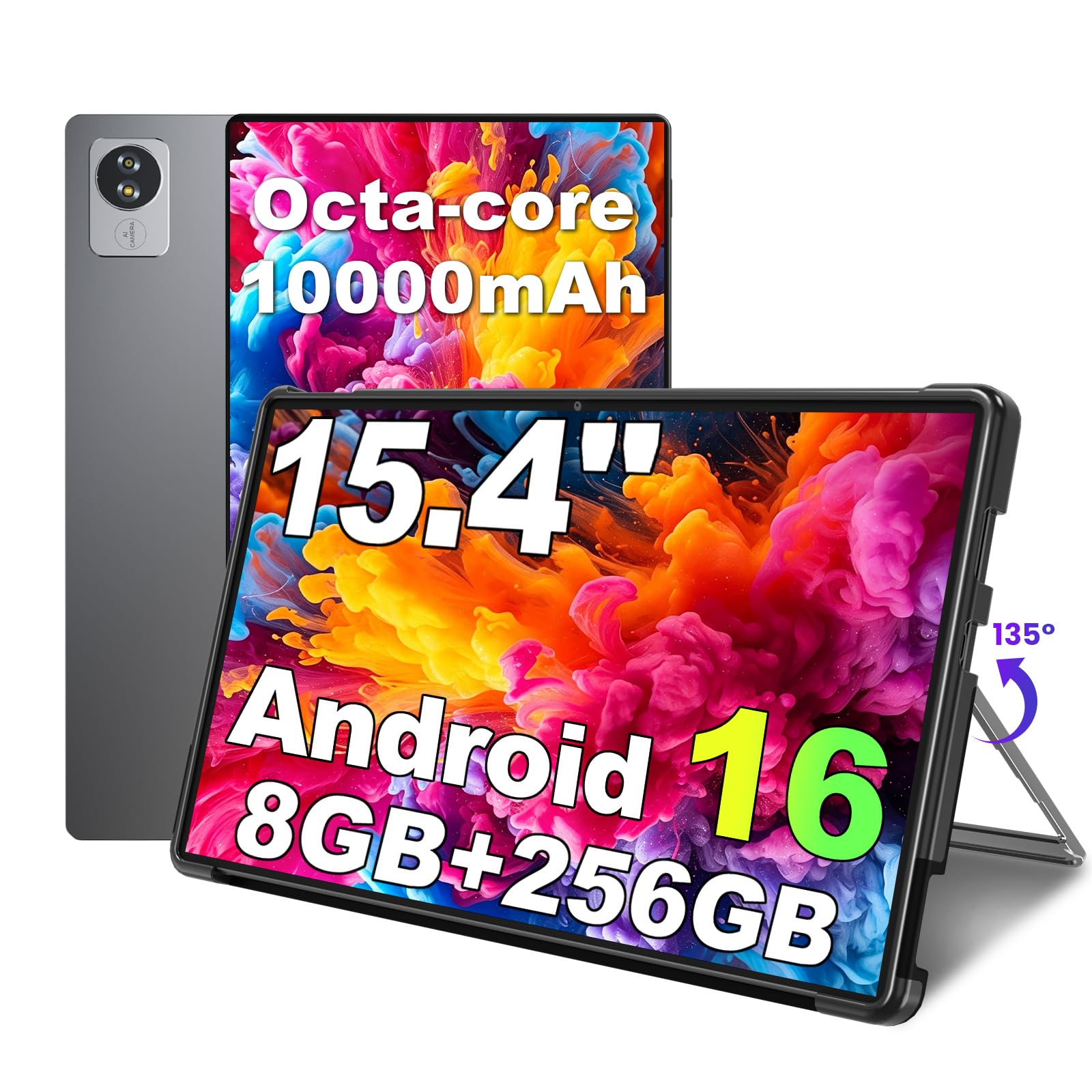 jumper Tablet 15,4 Zoll, Android 16 Tablet Helio G99 Octa-Core Prozessor