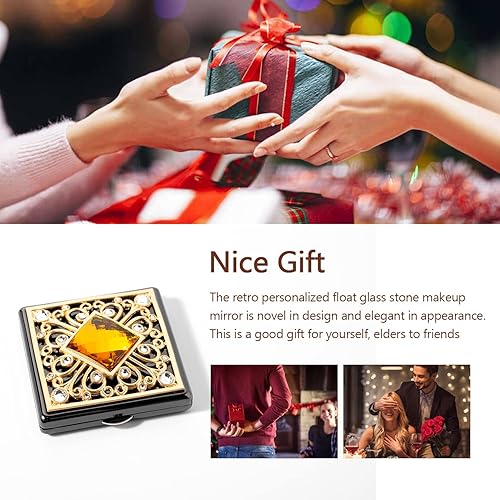 Miniatura 7 de Mini espejo de maquillaje elegante, aumento portátil 1X2X (negro)