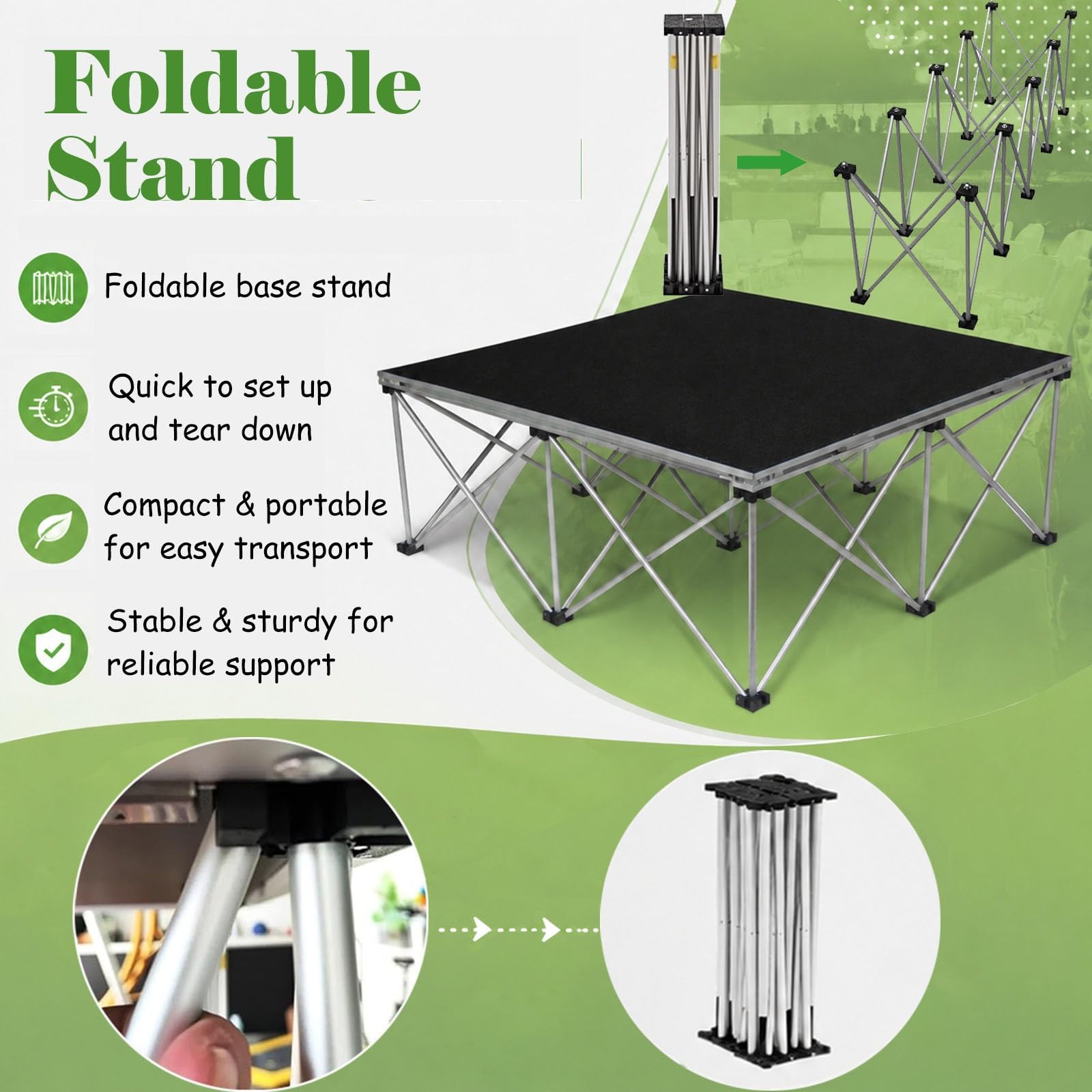 Struttura modulare Adatta a Grandi Eventi: Robusta e collegabile Grazie a colonne in Compensato e Alluminio Integrate, Ideale per Matrimoni, Lauree e spettacoli dal Vivo (122x37x60 cm).