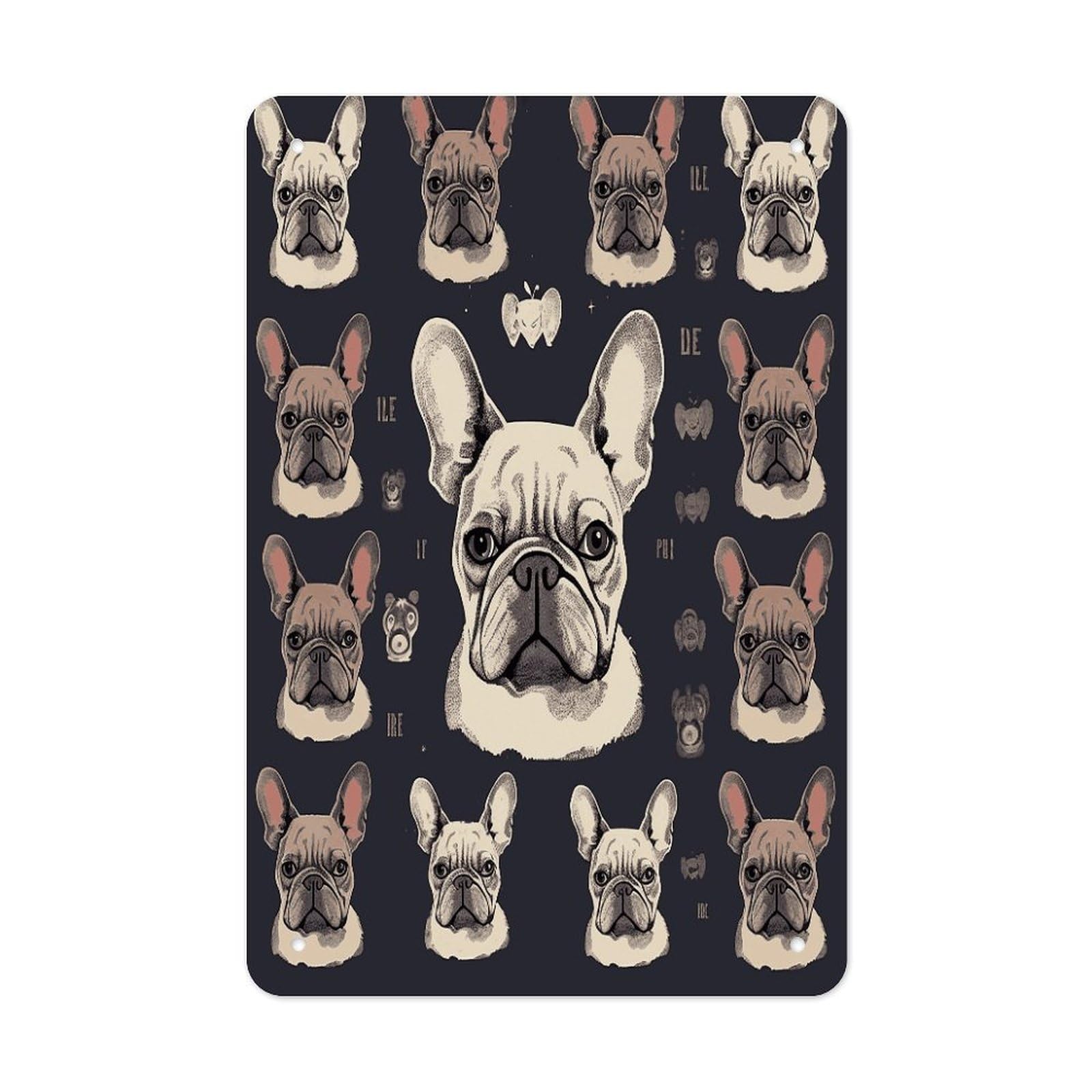 Btcowzrv Style I Love French Bulldog Metal Tin Sign Wall Decor Hanging Plaque