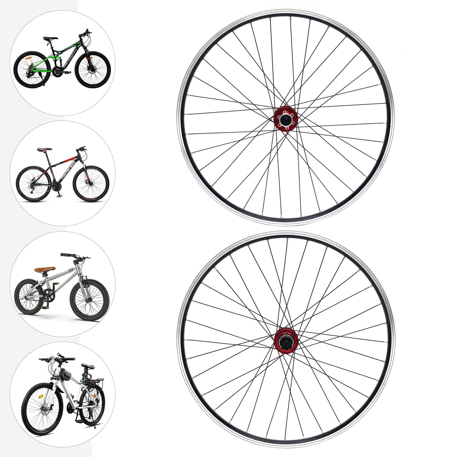 Zestaw kół do roweru górskiego, 29 cali i 27,5", aluminiowa felga, hamulec tarczowy, szybkomocujące, przednie koło, anodowana powierzchnia, nośność 200 kg