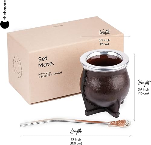 Miniatura 9 de Camionero Mate Premium Set Yerba Mate Cup - Taza de té de cerámica hecha a mano - Envuelta de cuero hecho a mano en Uruguay - Set Mate Camionero,
