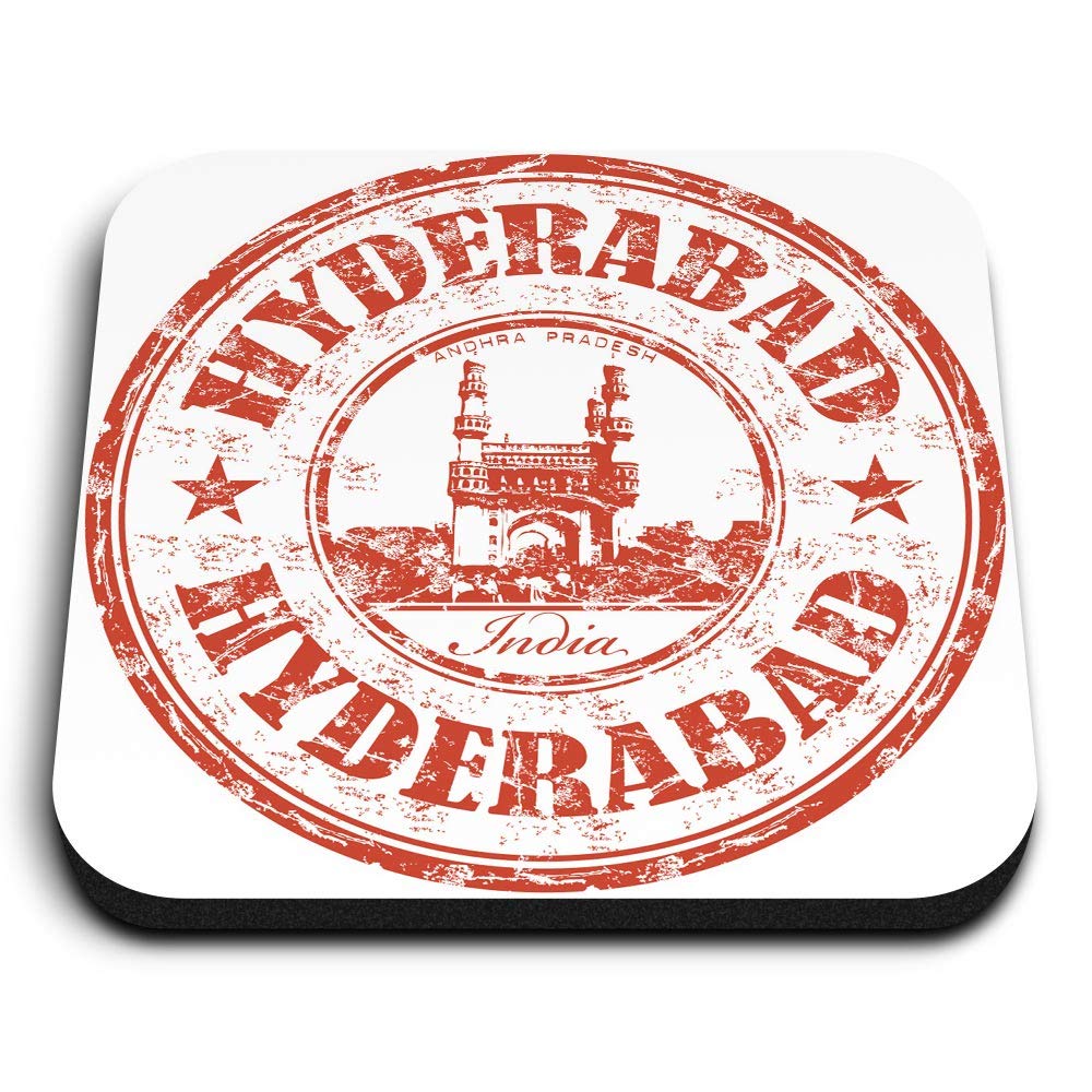 1 x Square MDF Fridge Magnet - Hyderabad n Travel Stamp 4744